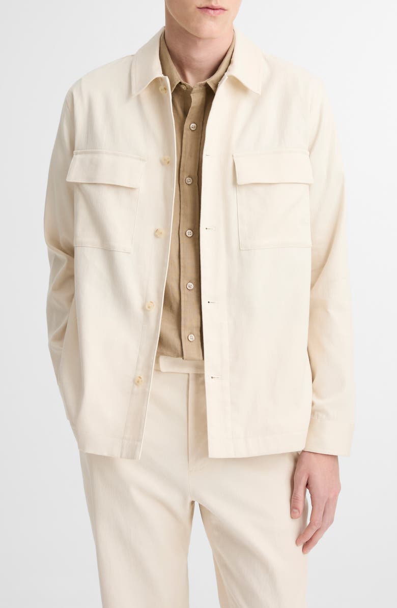 Vince Stretch Linen & Cotton Chore Coat, Main, color, Bone