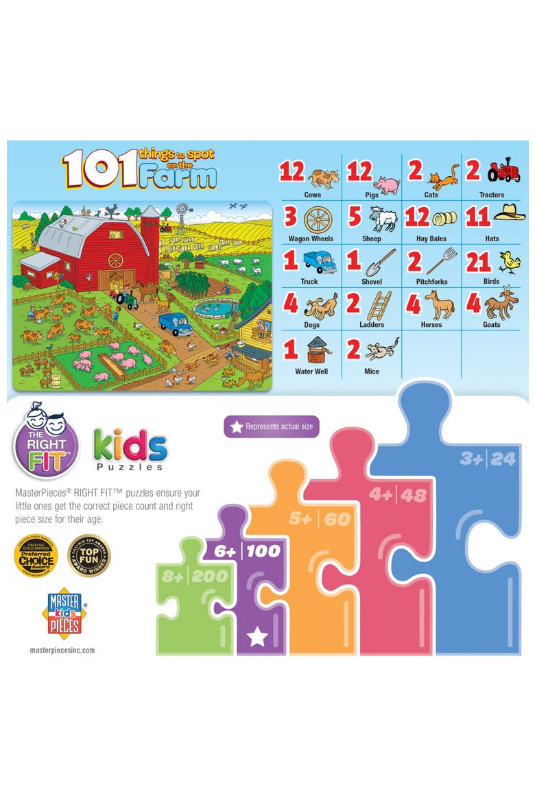 101 Things to Spot Farm 100 Piece Puzzle, Alternate, color, Multicolor
