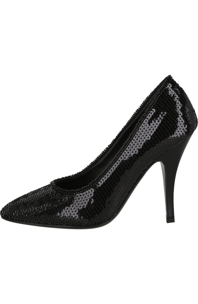 FERRAGAMO Judy Sequin Pointed Toe Pump, Alternate, color, Black