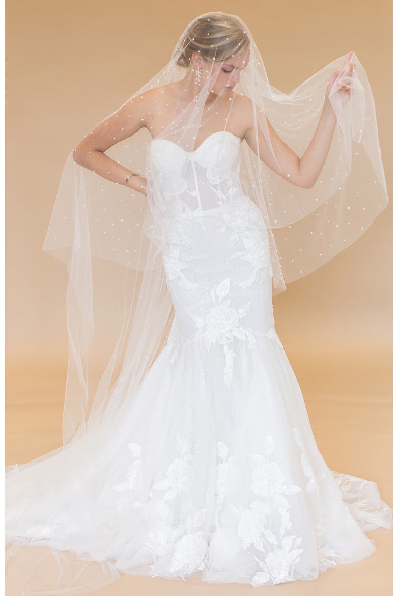 Baylin Imitation Pearl Floor Length Chapel Veil (Nordstrom Exclusive), Alternate, color, IVORY