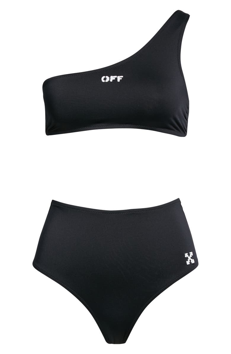 Off-White Logo One-Shoulder Two-Piece Swimsuit, Alternate, color, 