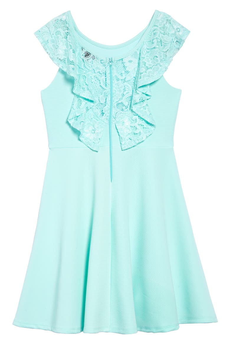 Lace Sleeve Skater Dress, Alternate, color, MINT