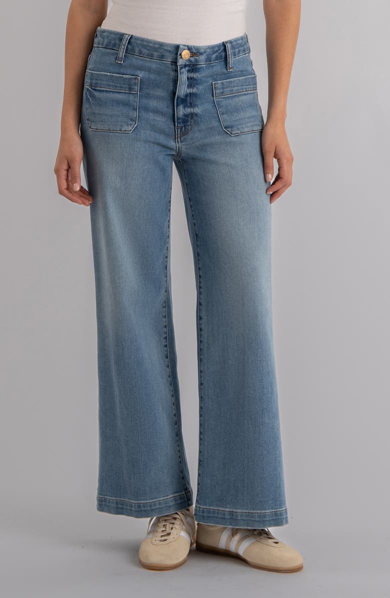KUT from the Kloth Meg Patch Pocket High Waist Ankle Wide Leg Jeans, Main, color, Totally W/ Medium Base Wash
