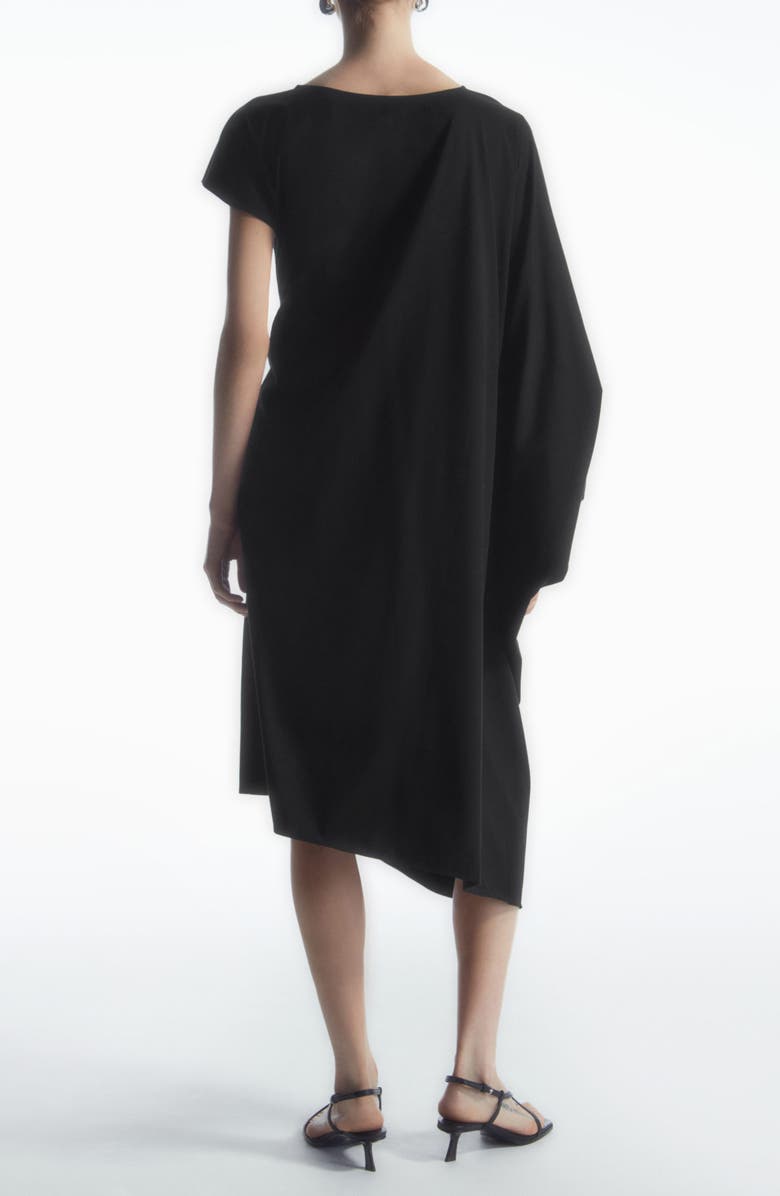 COS Draped Asymmetric Midi Dress, Alternate, color, Black Dark