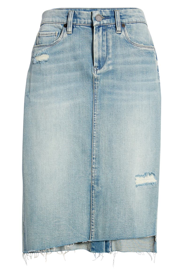 Distressed Denim Pencil Skirt, Alternate, color, BEACH VIEW