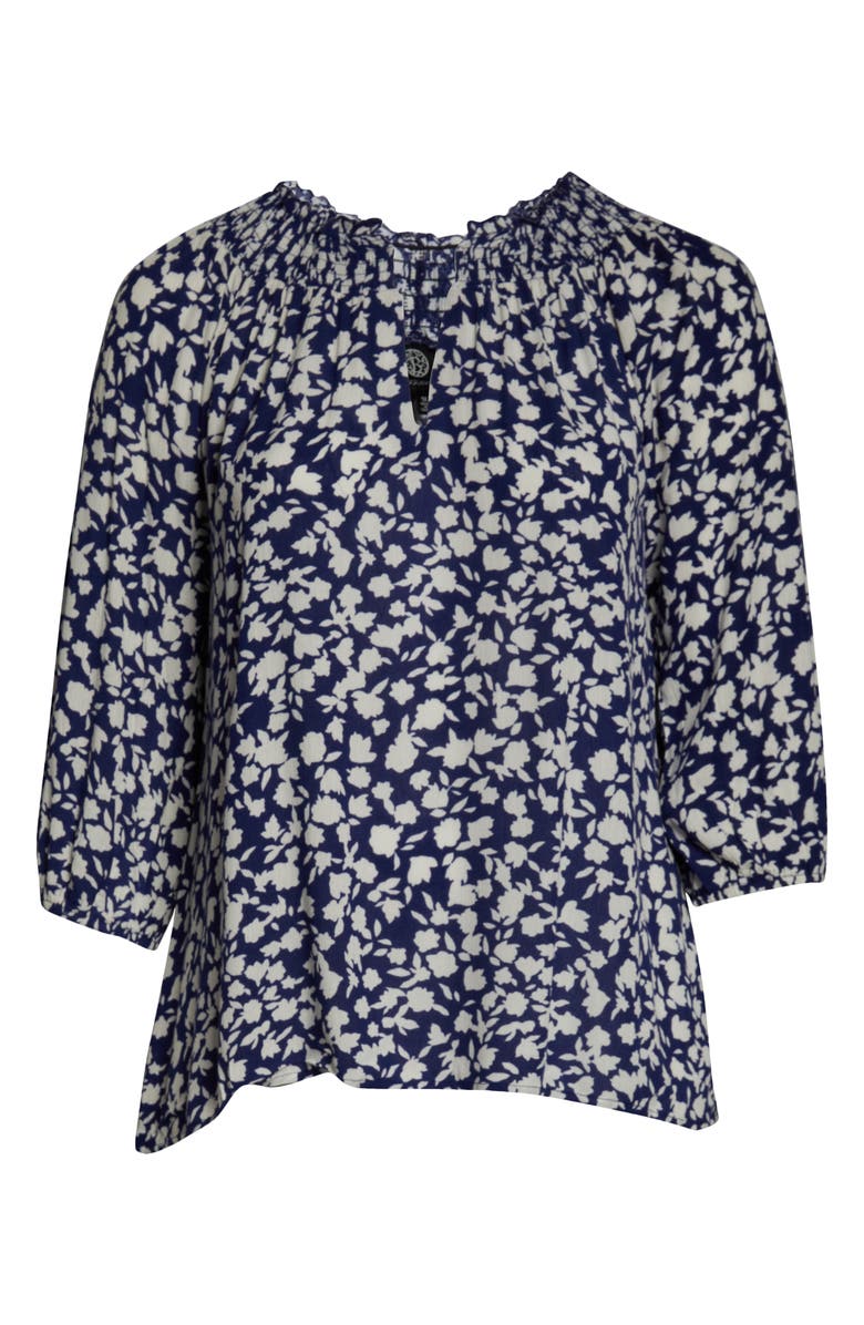 Bobeau Floral Pint Smocked Neck Top, Alternate, color,