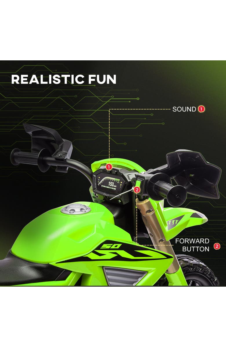 Qaba 6V Kids Motorcycle with Training Wheels, Horn & Start Sound, Alternate, color, Green