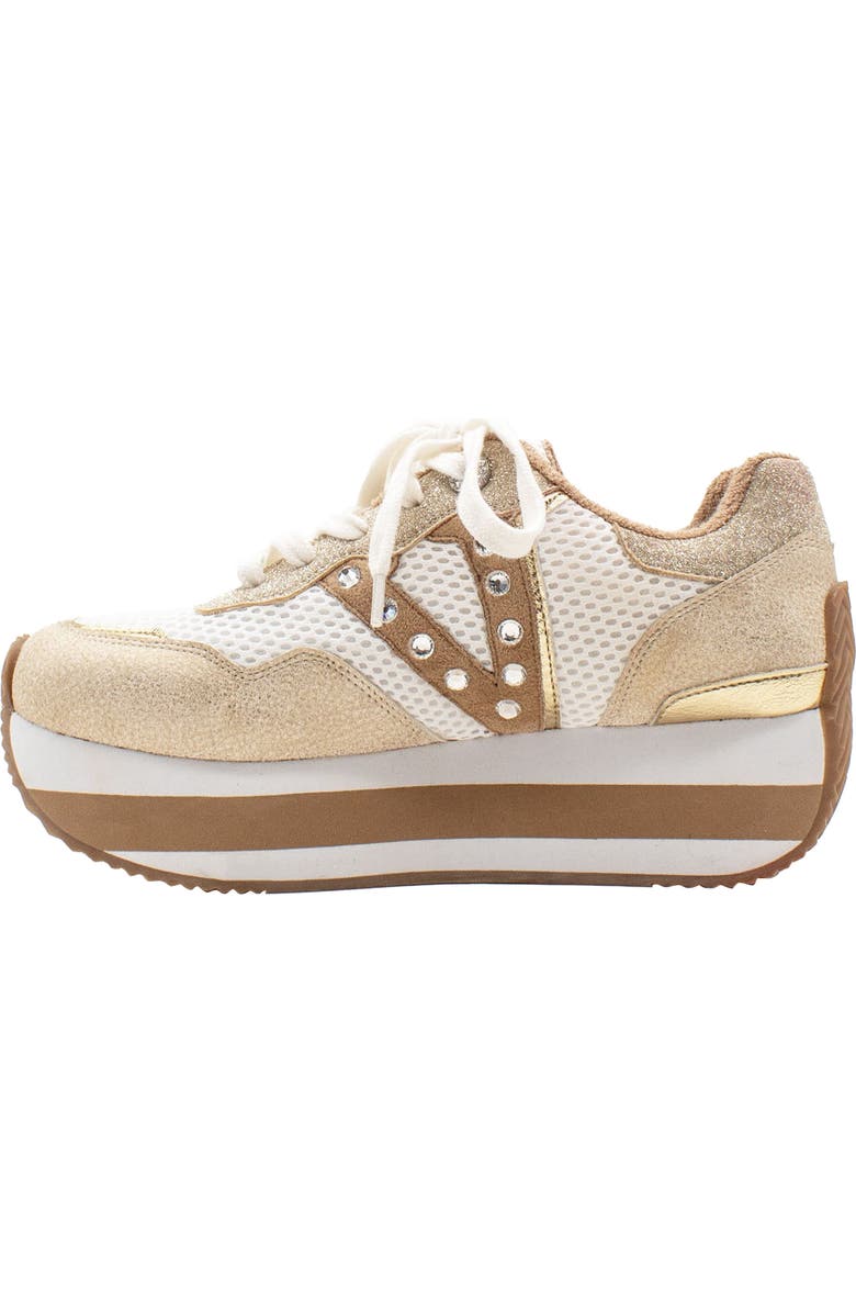 Volatile Beckett Crystal Embellished Mixed Media Platform Sneaker, Alternate, color,