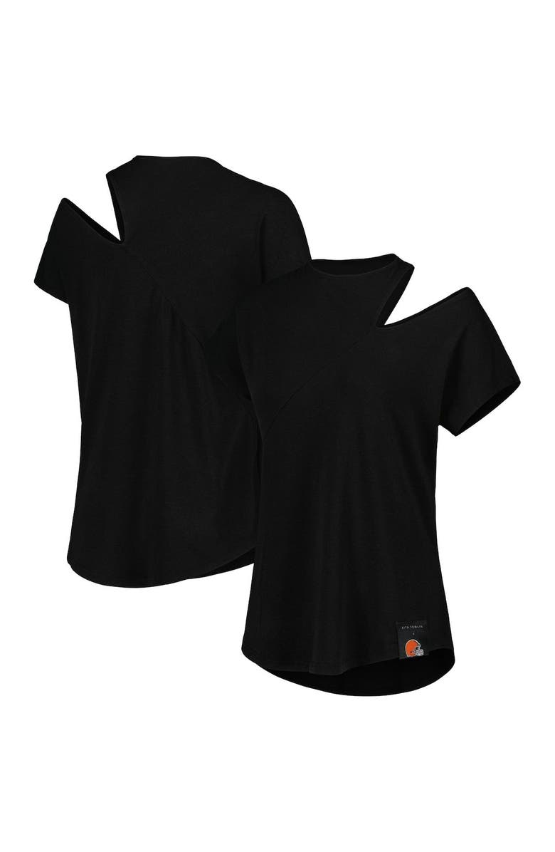 KIYA TOMLIN Women's KIYA TOMLIN Black Cleveland Browns Cut Out Tri-Blend Shirt, Main, color, 