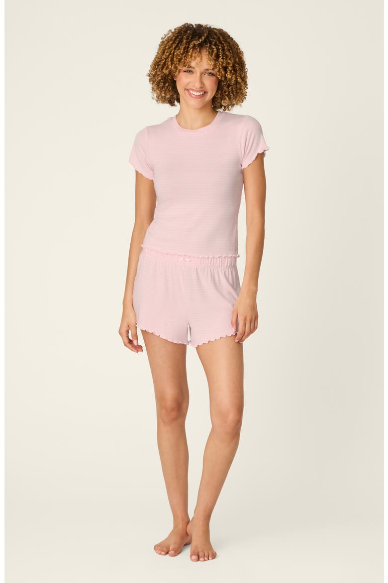 Pretty Stripes Short Sleeve Sleep Top, Alternate, color, TENDER PINK