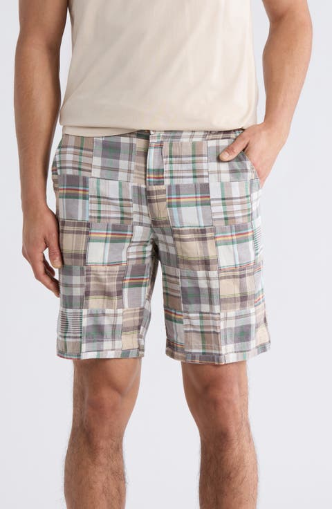Patchwork Madras Flat Front Shorts