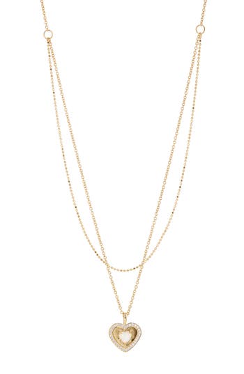 Nadri Heart Pendant Layered Necklace In Gold