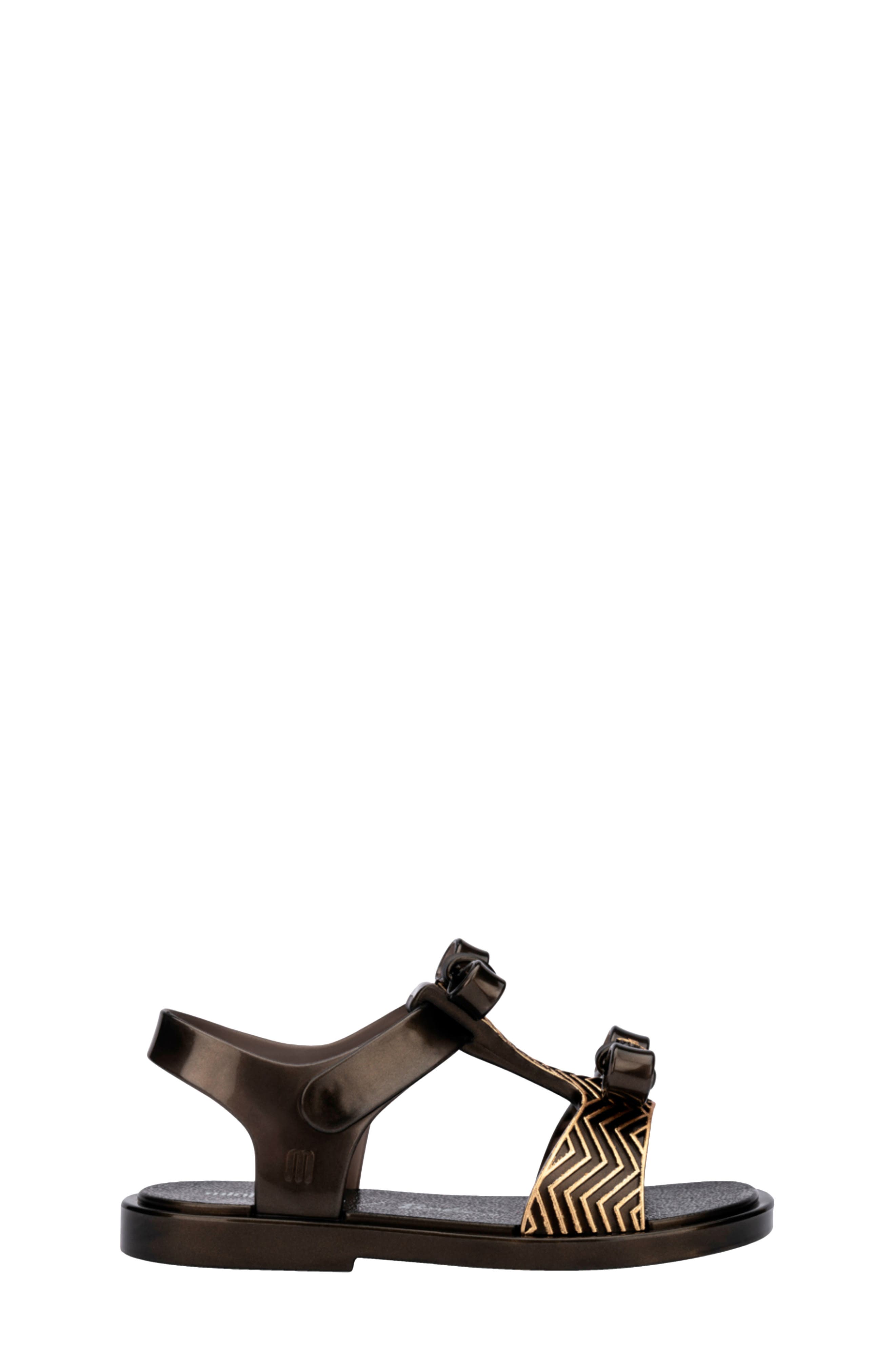 Mini Melissa x Barbie Kids' Dream Sandal, Alternate, color, Pearl Black/ Gold