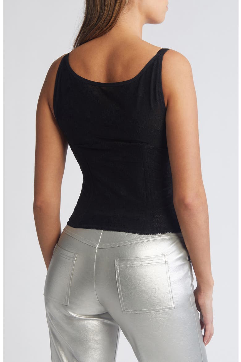 Lace Trim Corset Top, Alternate, color, BLACK