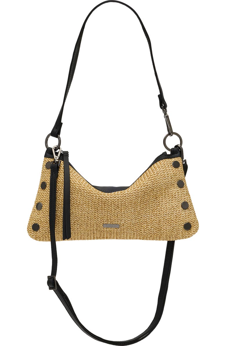 HAMMITT Kyle Shoulder Bag, Alternate, color, Noir Smooth Raffia/Gunmetal