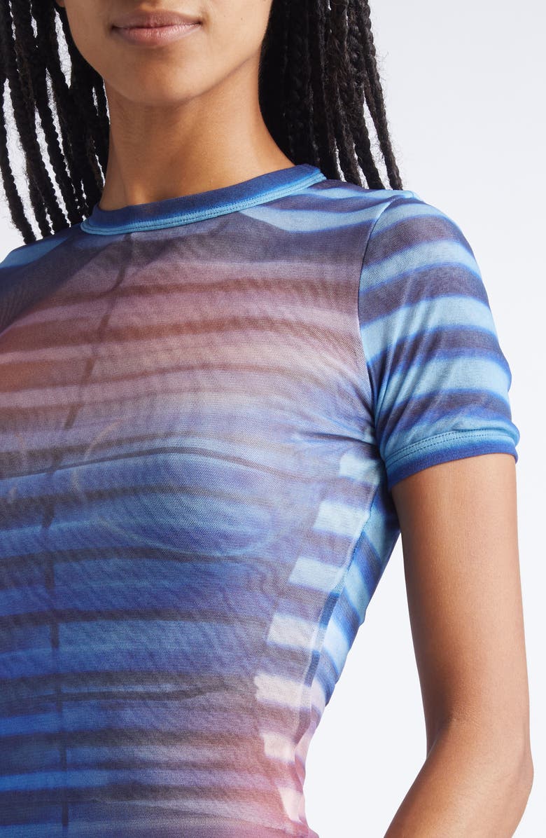 Jean Paul Gaultier Air Print Mesh Baby Tee, Alternate, color, Light Blue/ Blue/ Peach