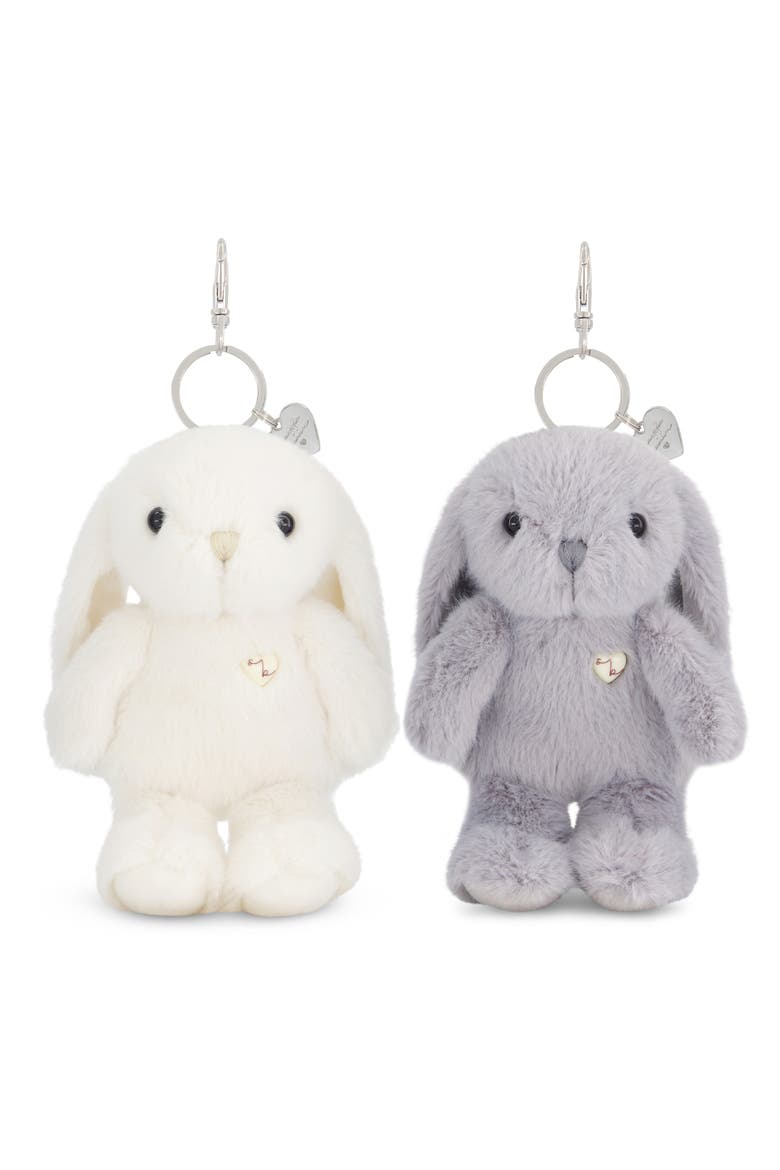 Penelope the Bunny Set of 2 Plush BFF Keychains, Main, color, Marshmallow & Silver