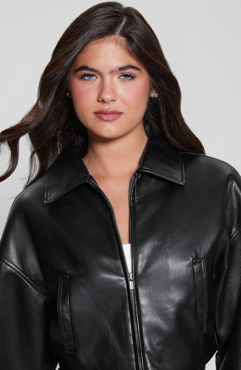 GUESS Amy Faux Leather Crop Jacket, Alternate, color, 