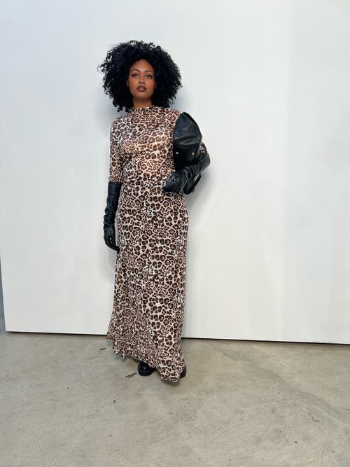 Baacal Mesh Maxi Slip Skirt In Animal Print