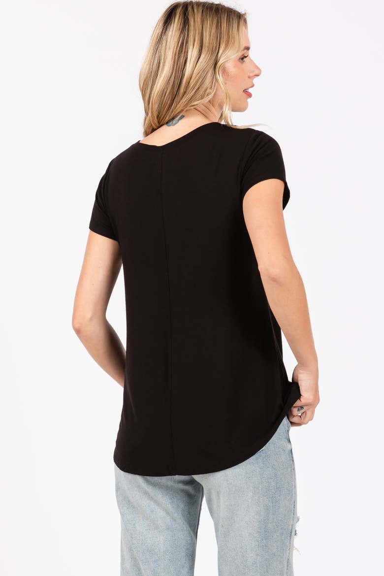 Basic V-Neck Short Sleeve Top, Alternate, color, Black