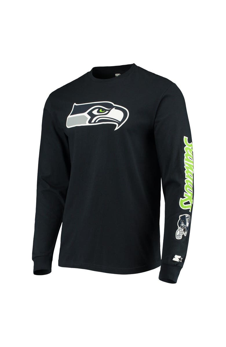 STARTER Men's Starter College Navy Seattle Seahawks Halftime Long Sleeve T-Shirt, Alternate, color, 