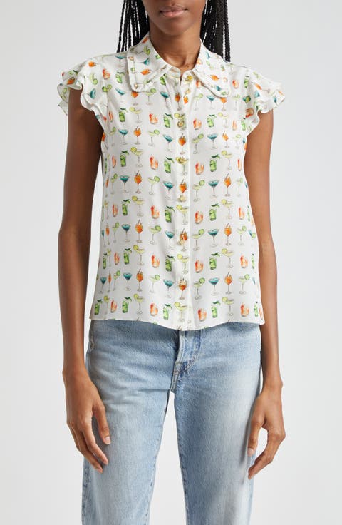 Martel Flutter Sleeve Silk Shirt