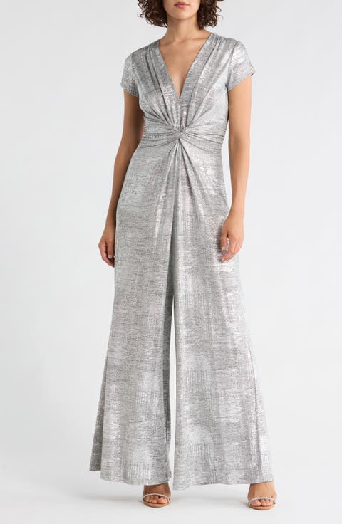 Twist Front Foil Jumpsuit