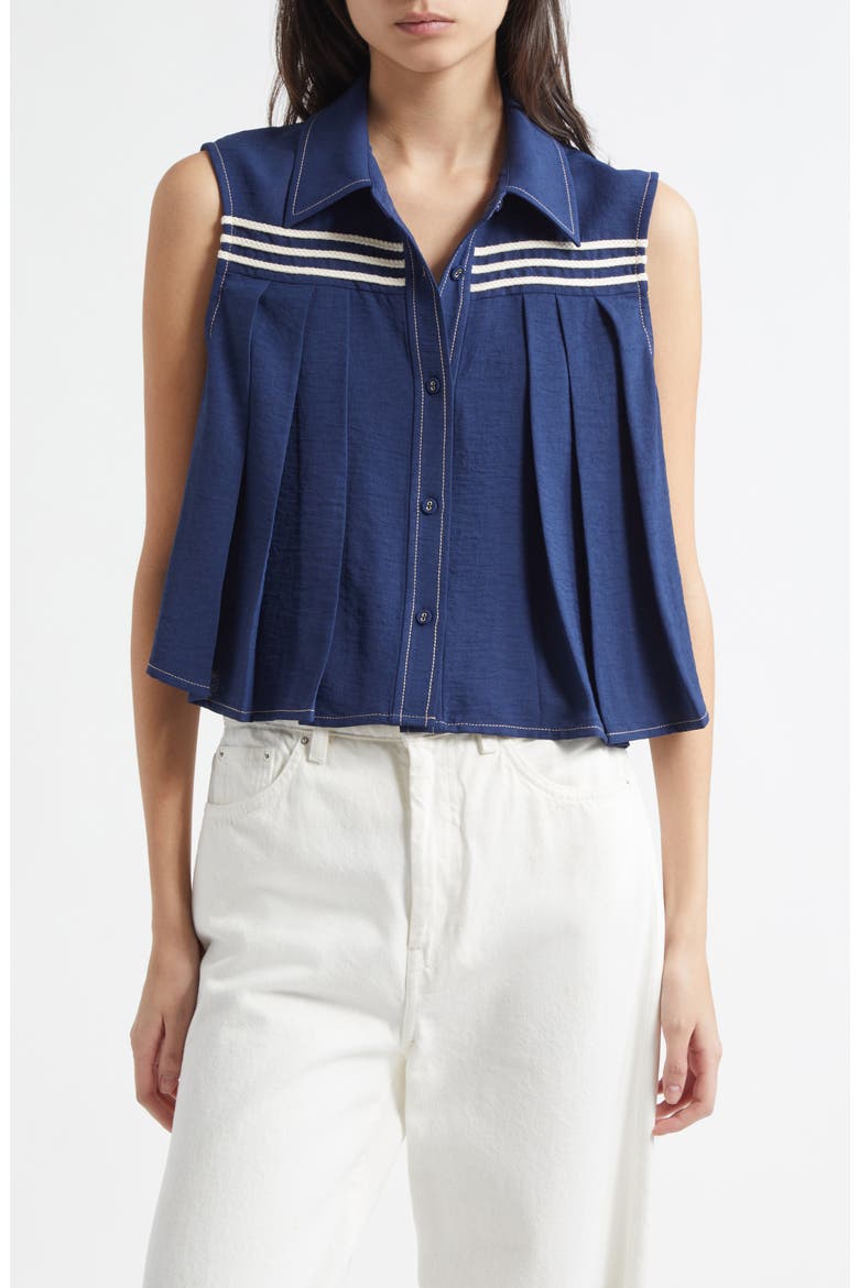 Laura Sleeveless Shirt, Main, color, SPRING NAVY