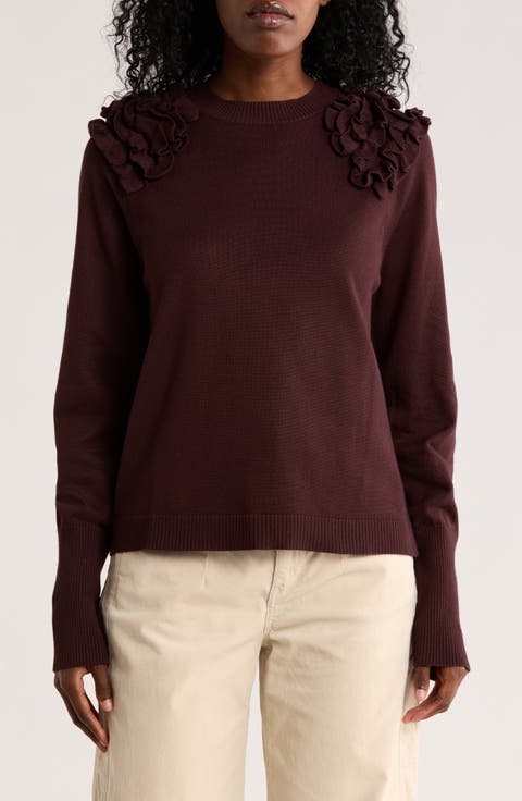 Ruffle Crewneck Sweater
