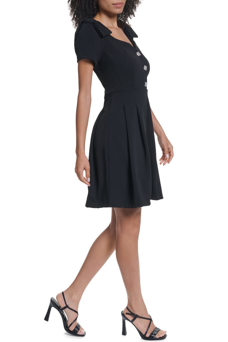 Scuba Crepe Fit & Flare Dress, Alternate, color, BLACK
