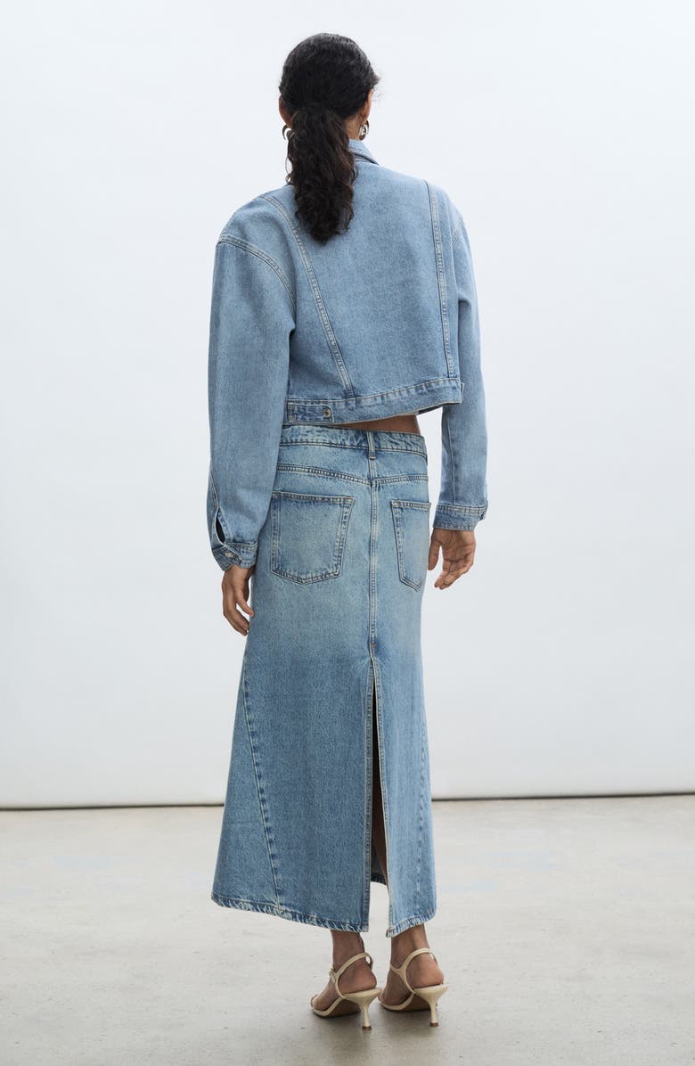 MANGO Crop Denim Jacket, Alternate, color,