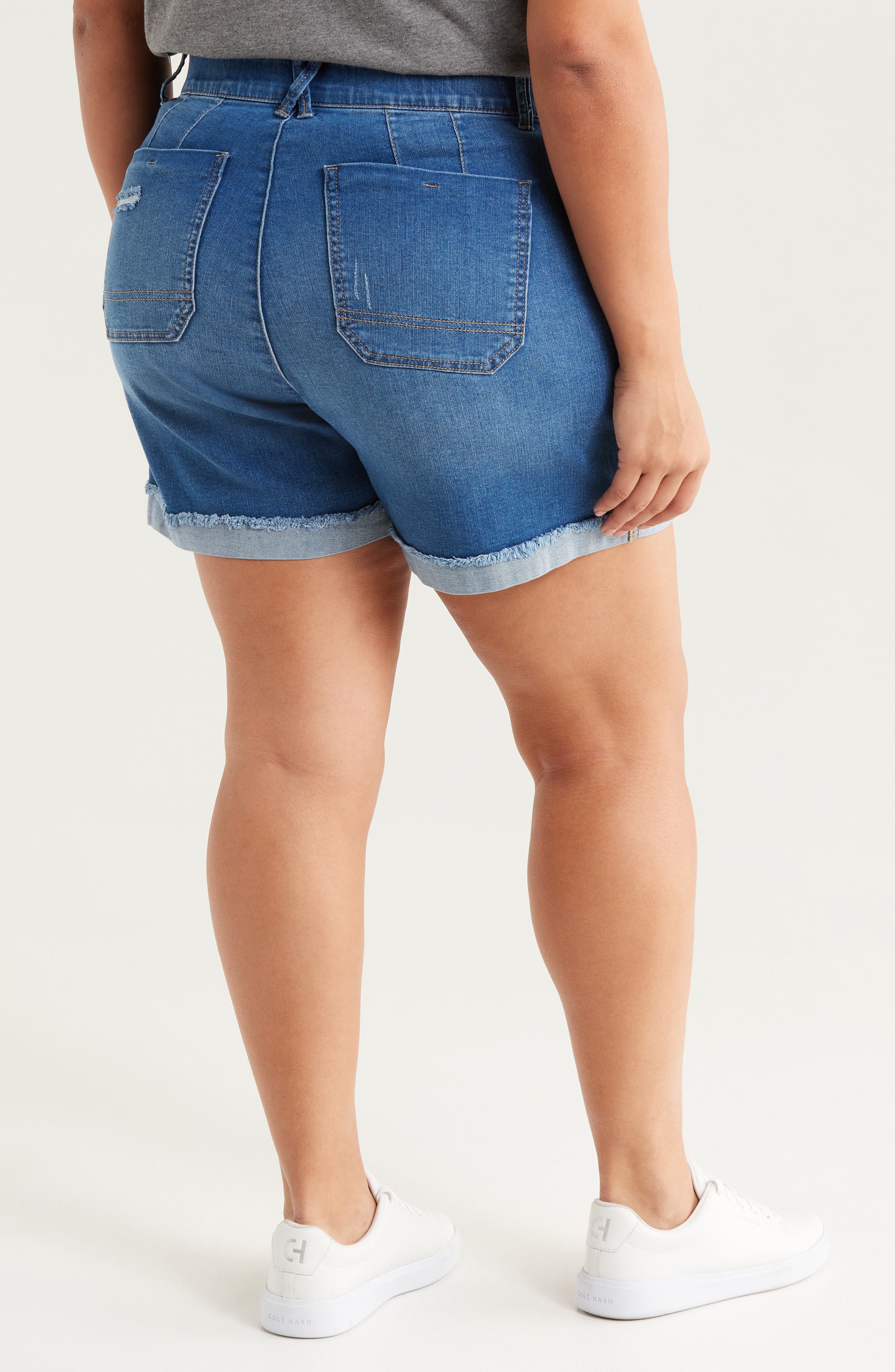 Cuffed Denim Shorts - image 2