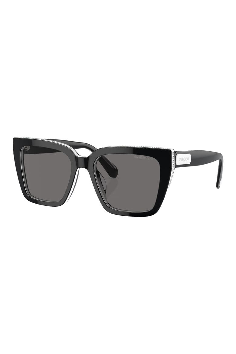 54mm Oversize Polarized Square Sunglasses, Alternate, color, BLACK