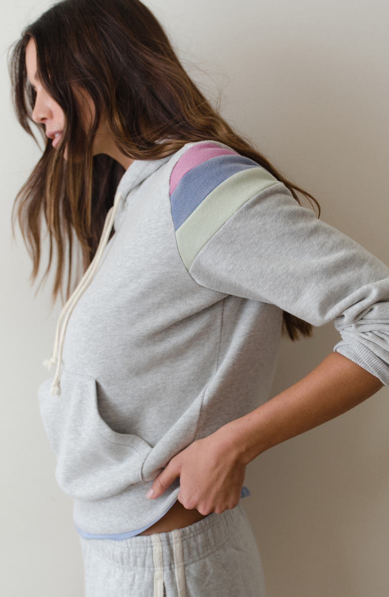 Marine Layer Colorblock Cloud 9 Fleece Hoodie, Alternate, color, Heather Grey