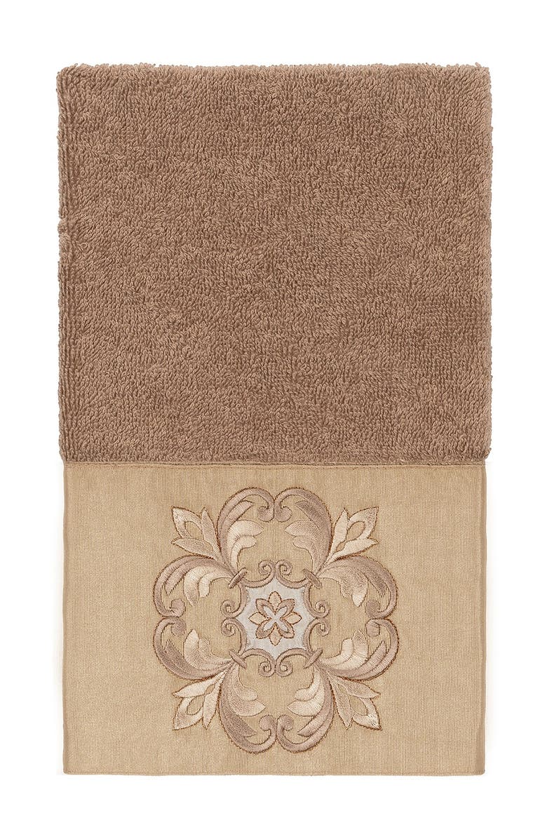 Linum Home Textiles Alyssa Embellished Hand Towel - Latte, Main, color, Latte