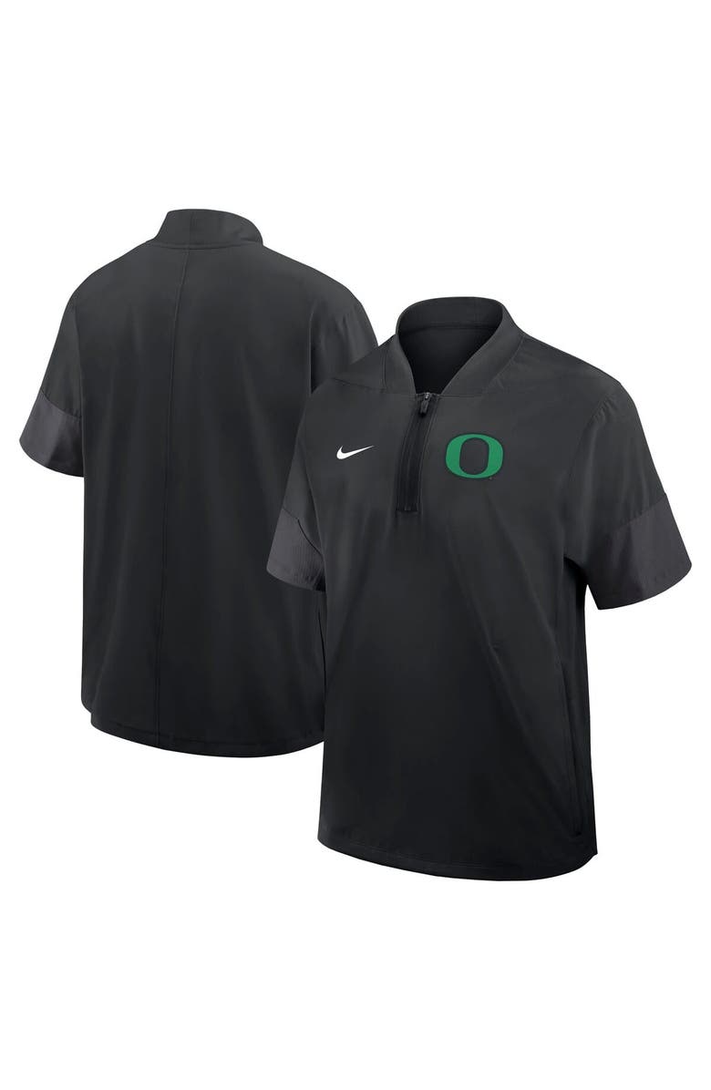 Nike Men's Nike Black Oregon Ducks 2025 Sideline Short Sleeve Quarter-Zip Coach Jacket, Main, color, Black