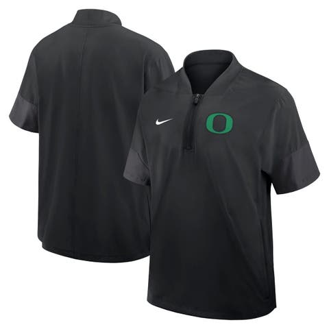 Men's Nike Black Oregon Ducks 2025 Sideline Short Sleeve Quarter-Zip Coach Jacket