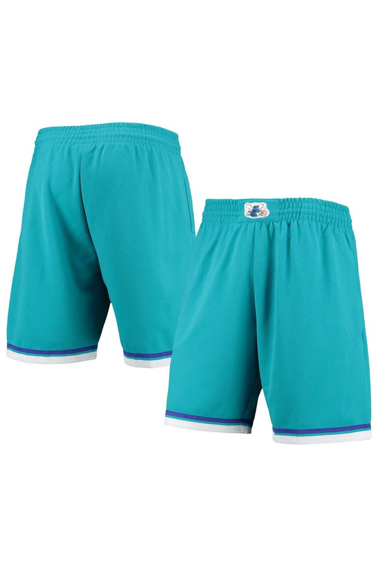Men's Mitchell & Ness Teal Charlotte Hornets 1992 Hardwood Classics 75th Anniversary Swingman Shorts, Main, color, Teal