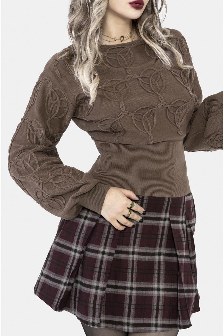 Covet Cotton-blend Cable Knit Sweater, Alternate, color, Brown
