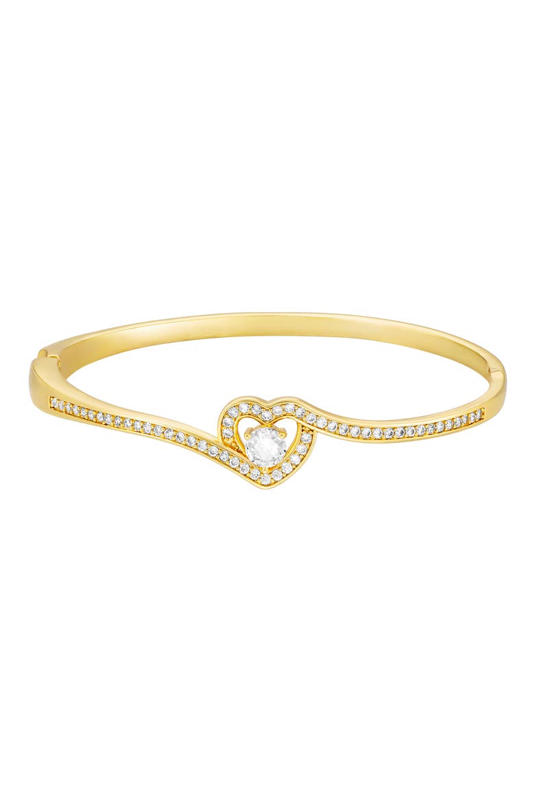 Heart Cubic Zirconia Bangle, Alternate, color, GOLD