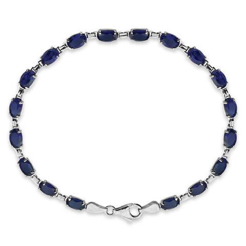Lab  Blue Sapphire Bracelet 14K