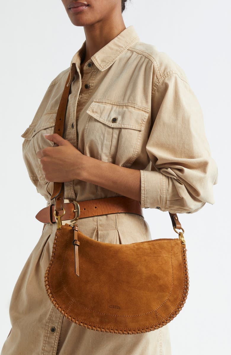 Isabel Marant Oskan Soft Zipped Shoulder Bag, Alternate, color, Cognac