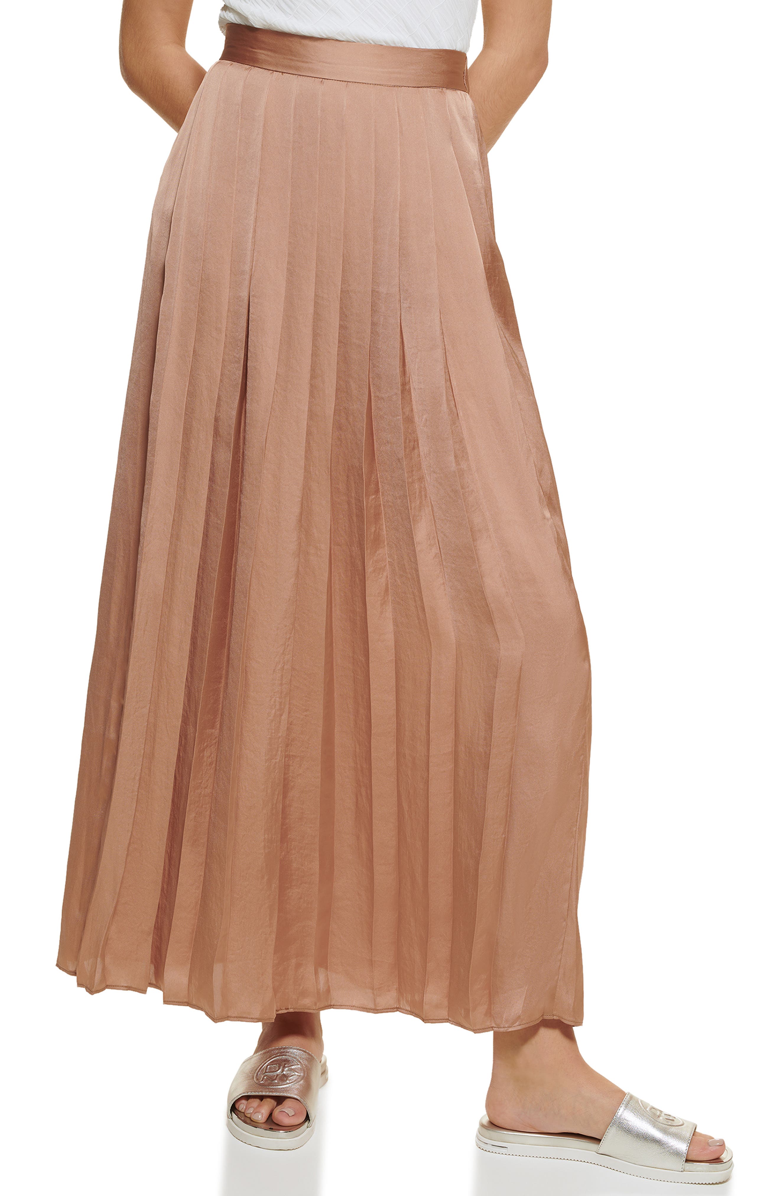 DKNY Box Pleat Satin Skirt (Women) | Nordstromrack