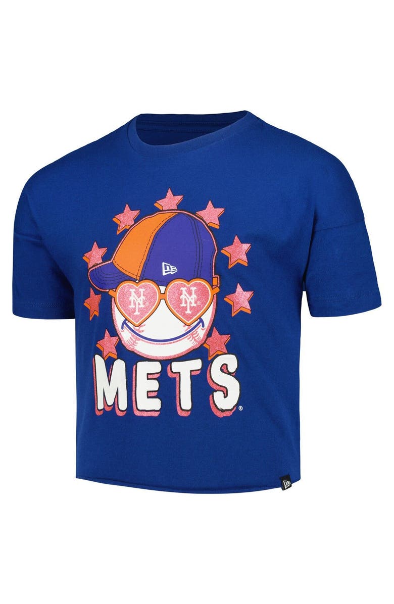 New Era Girls Youth New Era Royal New York Mets Team Half Sleeve T-Shirt, Alternate, color, 