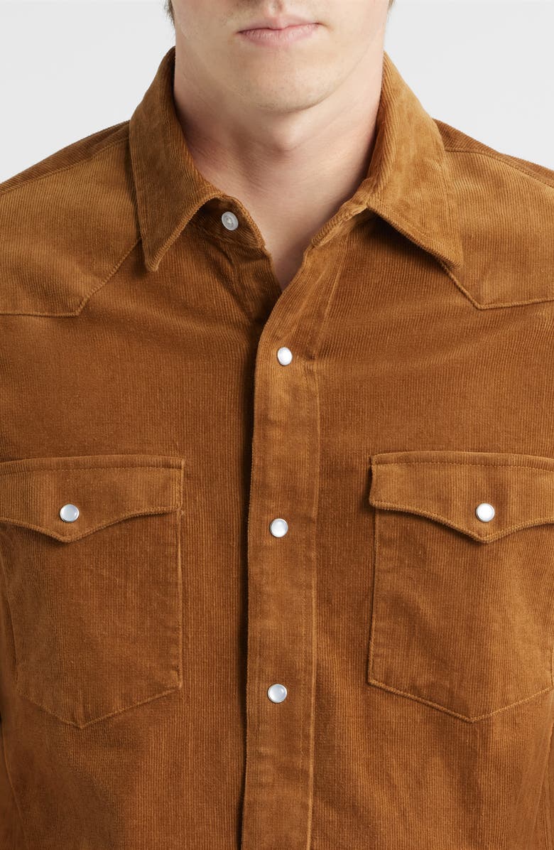 Schott NYC Cotton Corduroy Western Shirt, Alternate, color, Tobacco