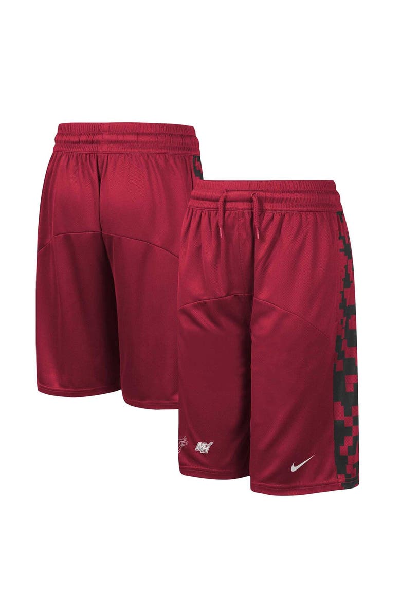 Nike Youth Nike Red Miami Heat Courtside Starting Five Team Shorts, Main, color, 