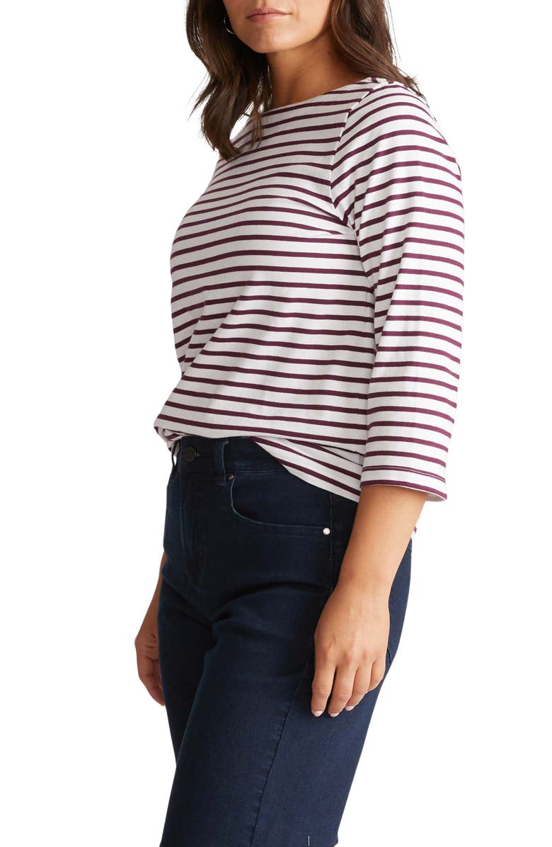 Universal Standard Belle Breton Stripe Top, Alternate, color, White/ Gamay
