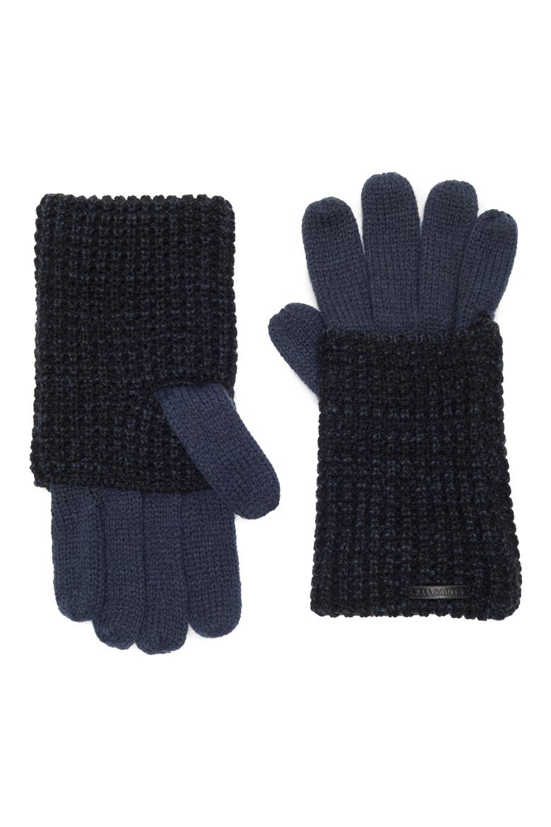 Angled Stitch Marled Gloves, Main, color, BLACK/ COLLEGIATE BLUE