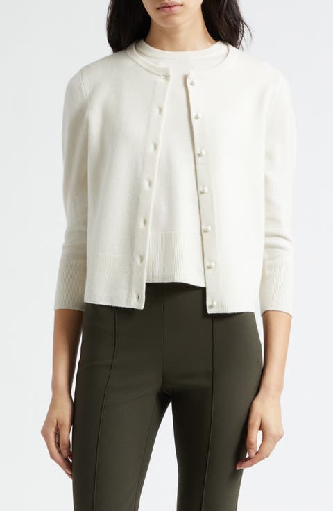 Wool Blend Crewneck Cardigan