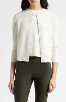 Wool Blend Crewneck Cardigan